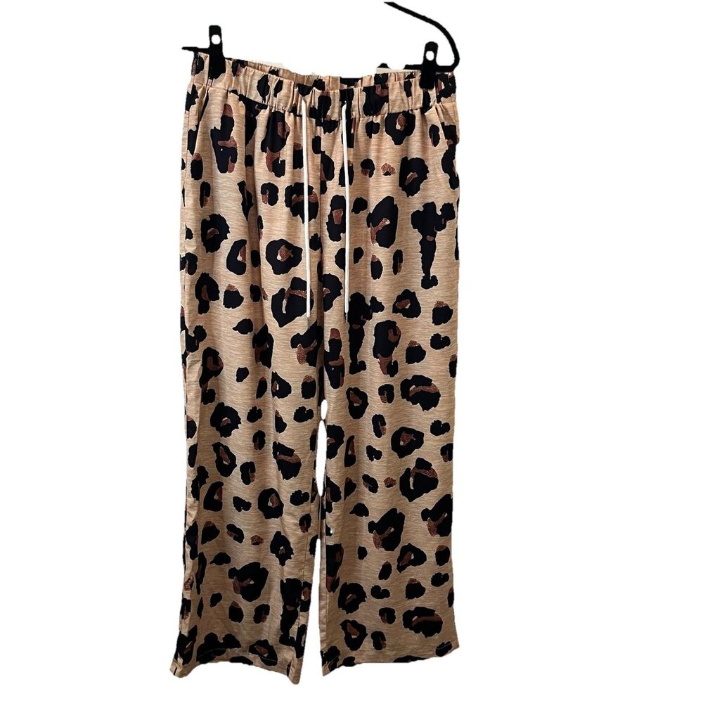 Shein Curve Animal Print Cheetah Leopard Pull On Wide Leg Pants Womens Size 2XL